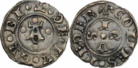 Gubbio.  Federico di Montefeltro (1444-1482). Bolognino. CNI 1 var. (stesso punzone per lettere C e D). Cav. 7.  1.15 g.  16.5 mm.