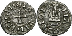 Limosano.  Giacomo Montagano (circa 1461). Denaro tornese. CNI -. Ruotolo -. D'Andrea-Andreani cfr. pp. 342-345. MIR cfr. 470/474. 0.97 g.  18.5 mm.