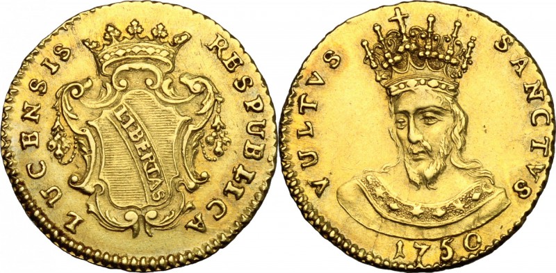 Lucca. Repubblica (1369-1799). Doppia 1750. CNI 814. Bellesia 66. MIR 240/2. AU....