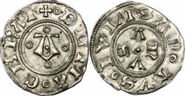 Macerata.  Monetazione Autonoma (1392-1447).. Bolognino. CNI manca per accoppiamento dei conii, cfr. 34 (D/) e 38 (R/). 0.96 g.  17.5 mm.