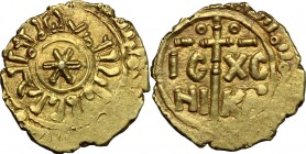 Messina.  Guglielmo II (1166-1189). Tarì con stella a sei raggi. Sp. 102. Travaini 356. D'Andrea-Contreras 355. 1.26 g.  13 mm.