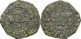 Messina.  Guglielmo II (1166-1189). Follaro con legenda araba e W REX II. Sp. 119. Travaini 368. D'Andrea-Contreras 366. 1.42 g.  16.5 mm.