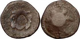 Messina.  Guglielmo II (1166-1189). Follaro con testa di leone e palma, contromarcato. Cfr. Sp. 117 (trifollaro). Travaini 370. D'Andrea-Contreras 372...