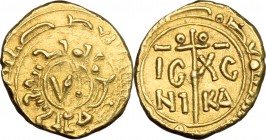 Messina.  Tancredi (1189-1194).. Multiplo di tarì con V e punto. Sp. 132. Travaini 385. D'Andrea-Contreras 391. 2.28 g.  14 mm.