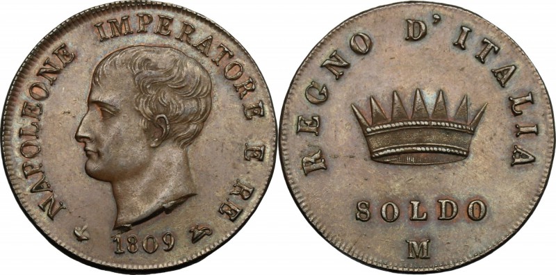 Milano. Napoleone (1805-1814). Soldo 1809. Pag. 74. Mont. 298. CU. g. 10.32 mm. ...