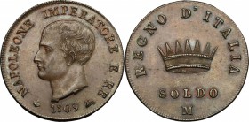 Milano.  Napoleone (1805-1814). Soldo 1809. Pag. 74. Mont. 298. 10.32 g.  28 mm.