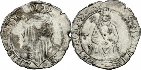 Napoli.  Federico III d'Aragona (1496-1501). Mezzo carlino o grossone. P/R 8.  MIR 107. 1.63 g.  21 mm.