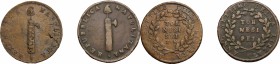 Napoli.  Repubblica Partenopea (23 gennaio-19 giugno 1799). Lotto di due monete: 6 tornesi e 6 tornesi con sigle Z N (zecca nazionale). P/R 3 e 3a. MI...