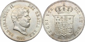 Napoli.  Ferdinando II di Borbone (1830-1859). Piastra 1856. P/R 85. MIR 503/5. 27.52 g.  37 mm.