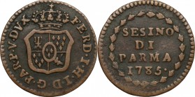 Parma.  Ferdinando di Borbone (1765-1802). Sesino 1785. CNI 62. MIR -. 1.14 g.  16.5 mm.