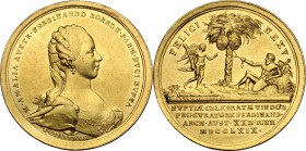 Parma.  Maria Amalia d'Asburgo (1769-1802).. Medaglia per la celebrazione delle nozze per procura, avvenuta a Vienna il 22 giugno 1769. Wurzb. cfr. 59...