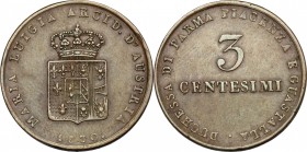 Parma.  Maria Luigia d'Austria (1815-1847) Duchessa di Parma, Piacenza e Guastalla. . 3 centesimi 1830. Pag. 15. Mont. 125. 23 mm.