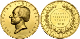 Parma.  Carlo Speranza (1778 - 1867), medico.. Medaglia Premio Speranza conferita nel 1878 al Dottor Romeo Paladini.  54.12 g.  47 mm.