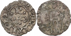 Pesaro.  Carlo Pandolfo e Galeazzo Malatesta (1429-1438). Quattrino. CNI tav. XXIV, 2. Cav. PS 1.  0.65 g.  17 mm.