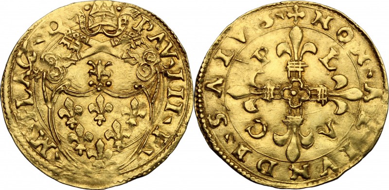 Piacenza. Paolo III (1534-1549). Scudo d'oro. CNI tav. XXXVII, 28. M. 176. Croci...
