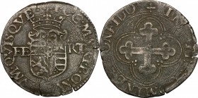 Pomponesco.  Giulio Cesare Gonzaga (1583-1593), Marchese. Bianco al tipo Savoia. CNI 8. Bellesia 11. MIR 871/2. 4.23 g.  26 mm.