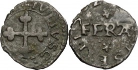 Pomponesco.  Giulio Cesare Gonzaga (1583-1593), Marchese. Quarto al tipo Savoia. CNI 40/43. Bellesia 17. MIR 877. 0.62 g.  14 mm.
