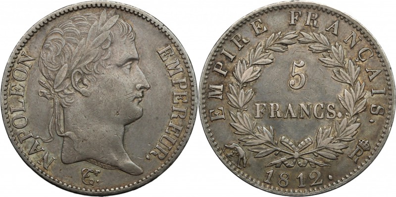 Roma. Napoleone I Imperatore di Francia e d'Italia (1805-1814). 5 franchi 1812. ...