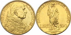 Roma - Città del Vaticano.  Pio XI (1922-1939). 100 lire 1930 A. IX. Pag. 613. Mont. 422. 23.5 mm.