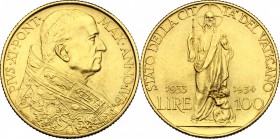 Roma - Città del Vaticano.  Pio XI (1922-1939). 100 lire 1933-1934 A. IVB. Pag. 616. Mont. 425. 23.5 mm.