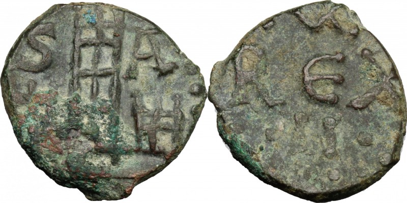 Salerno. Guglielmo II (1166-1189). Follaro con fortezza e W REX II. Bellizia 243...