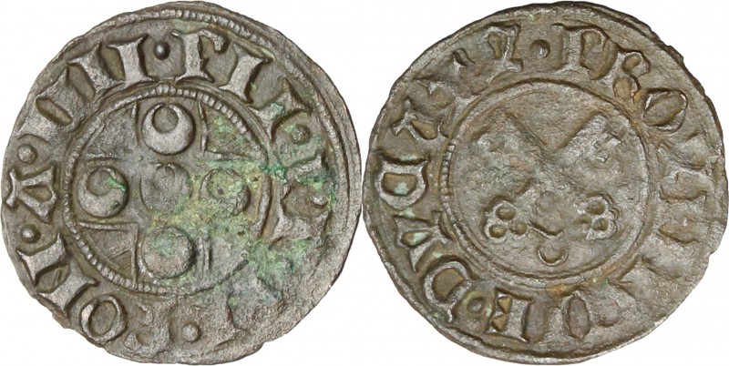 Spoleto. Pio II (1458-1464). Picciolo, A. IIII. CNI 30 var. (DVCATV) M. 44 var. ...