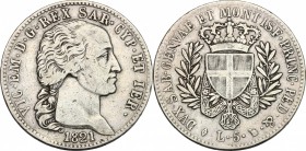 Vittorio Emanuele I (1802-1821). 5 lire 1821 Torino. Pag. 15. Mont. 29. 37 mm.