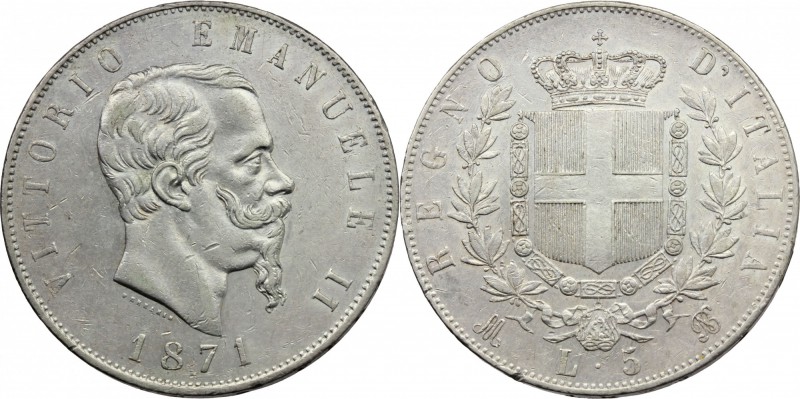 Regno di Italia. Vittorio Emanuele II (1861-1878). Lotto di 2 monete da 5 lire 1...