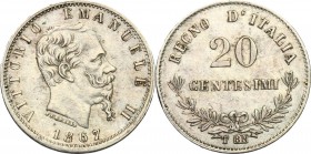 Vittorio Emanuele II  (1861-1878).. 20 centesimi 1867 Torino. Pag. 537. Mont. 227. 16 mm.