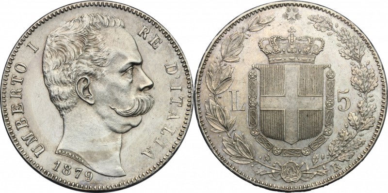 Regno di Italia. Umberto I (1878-1900). 5 lire 1879. Pag. 590. Mont. 33. AR. mm....