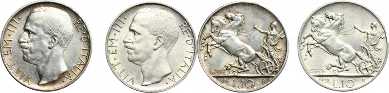 Regno di Italia. Vittorio Emanuele III (1900-1943). Lotto di 2 monete da 10 lire...