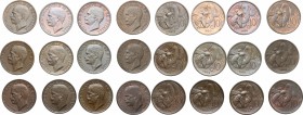 Vittorio Emanuele III (1900-1943). Lotto di 19 monete da 10 centesimi 1919-1937. Pag. 864-882. Mont. 328-346