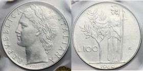 100 lire 1960. Mont. 13. 27.8 mm.