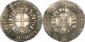 France.  Charles I d’Anjou (1247-1285).. Gros tournois. Dupl. 1627 A.  4.15 g.  26 mm.