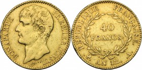 France.  Napoleon as First Consul (1799-1804). . 40 Francs AN 12 (1804), Paris mint. Fr. 479. Gad.1080. KM 652.  42 mm.