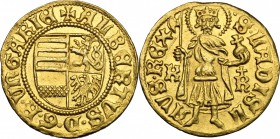 Hungary.  Albrecht of Habsburg (1437-1439). Ducat, c. 1439. Huszar 589. Fr. 12 3.56 g.  20.5 mm.
