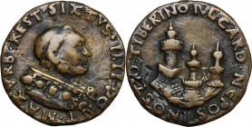 Sisto IV (1471-1484), Francesco Della Rovere. Medaglia per il rafforzamento del castello di Ostia. Hill, Corpus 816. Armand II, 62, 4. Pollard, Bargel...
