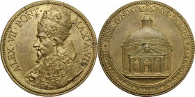Alessandro VII (1655-1667), Fabio Chigi.. Medaglia straordinaria A. VII, per la fondazione della Chiesa dell'Assunta ad Ariccia. Miselli 592. Lincoln ...
