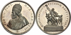 Pio VII (1800-1823), Barnaba Chiaramonti. Medaglia annuale A. XVIII, per la restituzione delle opere d'arte da parte della Francia. Bart.E. 817. Patri...