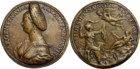 Argentina Pallavicini (m.1550), poetessa e botanica, moglie di Guido Rangoni, signore di Spilamberto.. Medaglia. Armand I, 142, 4. Hill-Pollard, Kress...