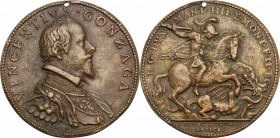 Vincenzo I Gonzaga (1562-1612), Duca di Mantova a e del Monferrato.. Medaglia. Hill-Pollard, Kress 363. Attwood - . Magnaguti 58.  42.5 mm.
