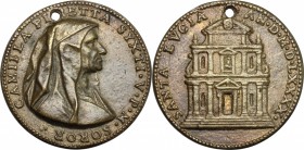 Camilla Peretti (+1591), sorella di Sisto V. . Medaglia 1590. Armand I, 258, 27. Hill-Pollard, Kress 344. Attwood 827.  46.4 mm.