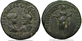 MOESIA. Tomis. Philip II, as Caesar (AD 247-249). AE (26mm, 2h). NGC Choice Fine. M IOYΛIOC ΦIΛIΠΠOC / KAICAP, confronted busts of Phillip II right (o...