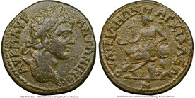 THRACE. Anchialus. Caracalla (AD 198-217). AE (26mm, 1h). NGC Choice VF. AV K M AVR-ANTΩNINOC, laureate head of Caracalla right / ΟΥΛΠΙΑΝΩΝ-ΑΓΧΙΑΛΕΩ/Ν...