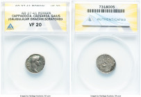 CAPPADOCIA. Caesarea. Caligula (AD 37-41). AR drachm (17mm, 12h). ANACS VF 20, scratched. AD 37-38. C CAESAR AVG-GERMANICVS, bare head of Caligula rig...