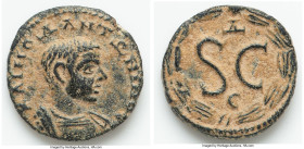 SYRIA. Seleucia and Pieria. Antioch. Diadumenian (AD 218). AE (17mm, 3.87 gm, 11h). Choice Fine. KAI M O ΔI ANTΩNINOC C, bare headed and cuirassed bus...