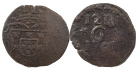 Portuguese India
D. José I (1750-1777)
12 Réis 1767 Goa
AG: 29.03 8.46 g
Fine