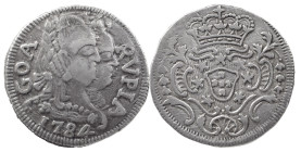 Portuguese India
D. Maria I and D. Pedro III (1777-1786)
Rupee 1784 Goa
AG: 10.03 10.77 g
Good Very Fine