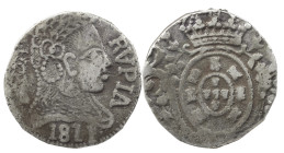 Portuguese India
D. João Prince Regent (1799-1816)
Rupee Goa 1811
Letter "V" is in fact an inverted "A".
AG: NC 9.46 g Inedit
Good Fine