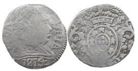 Portuguese India
D. João Prince Regent (1799-1816)
Rupee Goa 1814
Date amended 3/4
AG: NC 10.96 g Inedit
About Very Fine